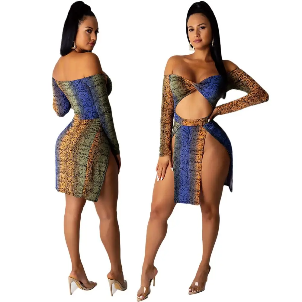 Женское облегающее платье с V-образным вырезом длинным рукавом и открытыми