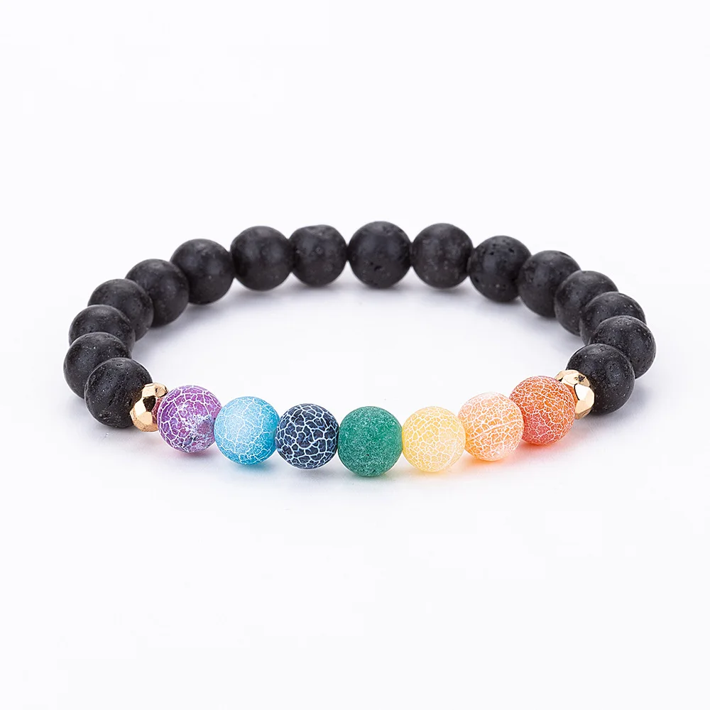 8 мм лава 7 чакр выветриваемая мала для медитации браслет из натурального камня