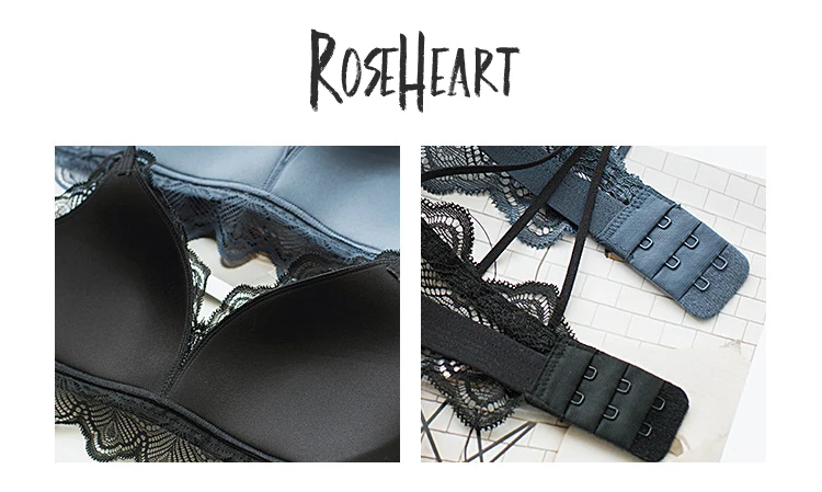 Roseheart, женские модные комплекты синих бюстгальтеров с мягкими чашечками, беспроводные хлопковые трусики с кружевной отделкой, нижнее белье, сексуальное нижнее белье, комплект нижнего белья, японское нижнее белье B