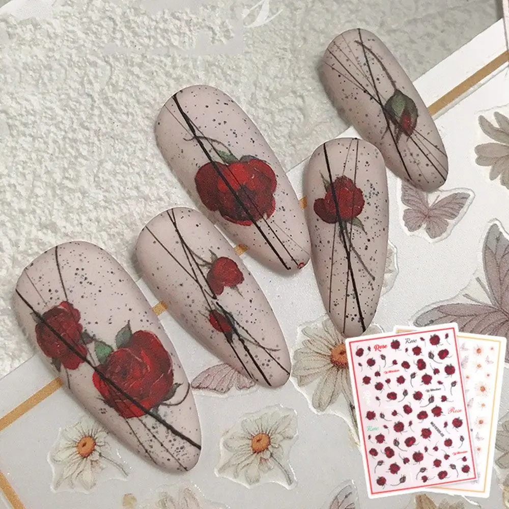 

Бабочка Роза наклейки для ногтей цветы самоклеящаяся фольга для ногтей обратная клейкая наклейка DIY инструменты для маникюра