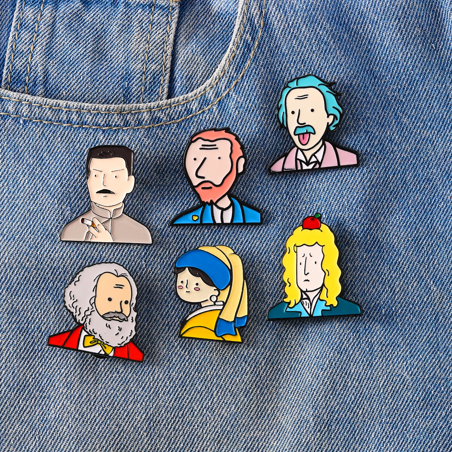 

Funny Cute Cartoon Human Enamel Brooches Clothes Shirt Lapel Character Badge Pins Jewelry
