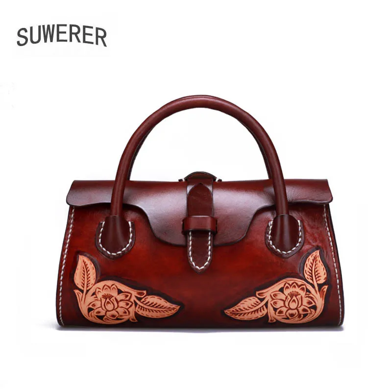 

2020 New Creative Handmade leather Carving handbags leather handbag Real Cowhide Leather Handbags sac de luxe femme