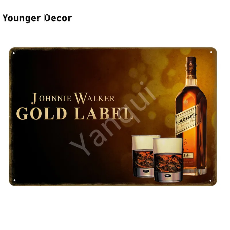 Золотая этикетка Johnnie Walker металлические жестяные знаки для виски пива винтажный
