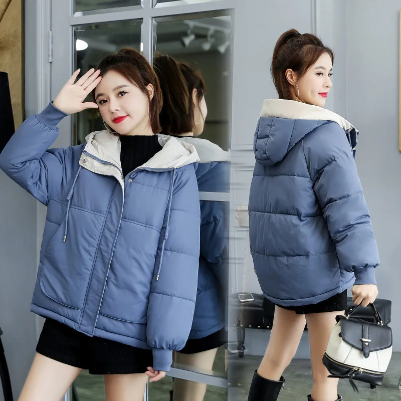 

Cotton Coat 2020 Winter New Korean Loose Cotton Coat Winter Students Thickened Big Pocket Cotton Coat Female Solid Color 801