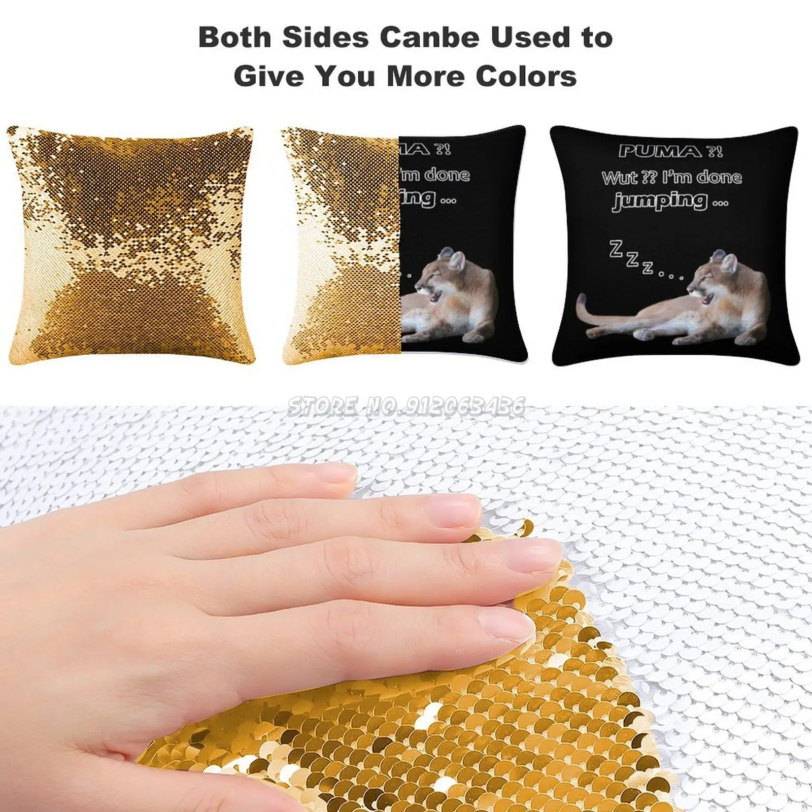 Наволочка с пайетками украшение для дома и кафе меняющая цвет изображением кота