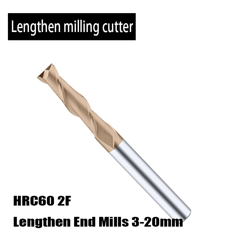 

Tungsten Steel Mlling 2F Lengthen End Mills Carbide Alloy Cutter 75L/100L/150L 3mm-12mm CNC Machine Tools Cutting Nano Coating