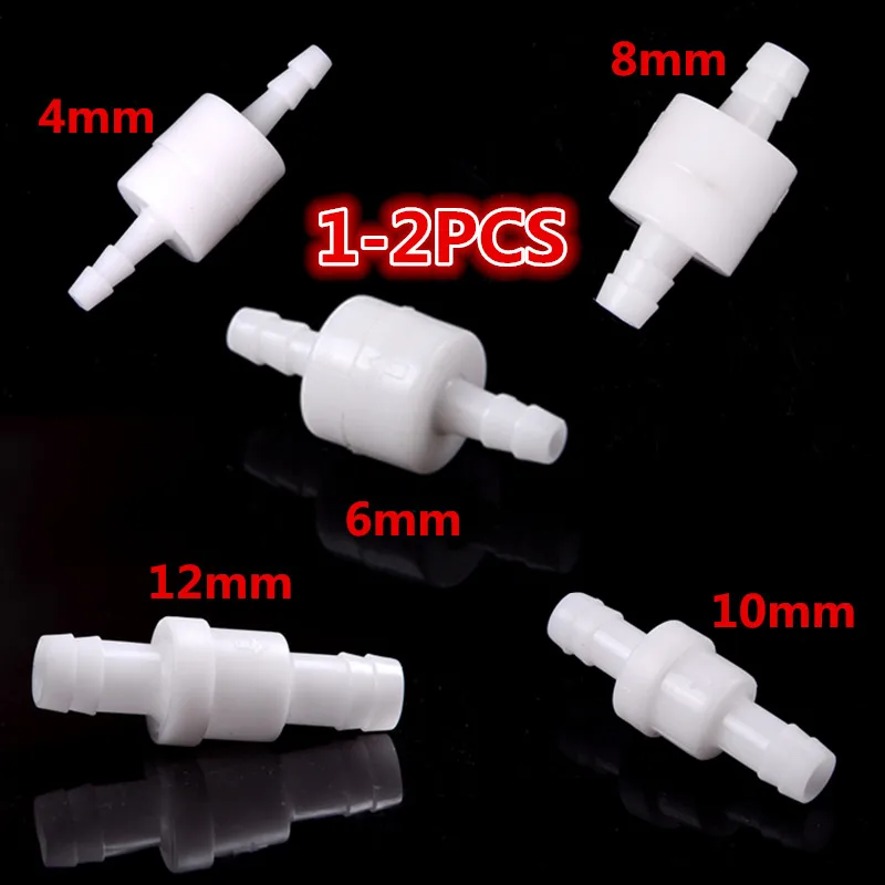 

1-2PCS Plastic One Way Inline Check Valve Fuel Gas Liquid Water 4mm/6mm/8mm/10mm/12mm White