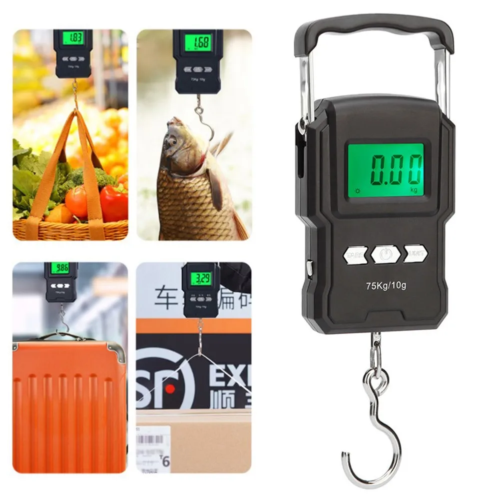

Portable Digital Handy Pocket Weight Hook Scale Mini USB Rechargeable Fishing Luggage Travel Scale With Measuring Tape Ruler