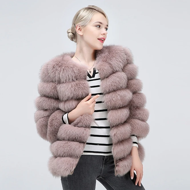 Natural Fox Fur Coat Women's Short   Winter Beautiful Outwear 100% Real Fox Fur  Genuine Leather Keep Warm Fashion Vest