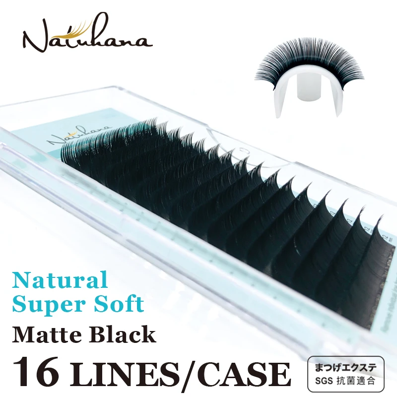 NATUHANA 16 рядов матовые черные синтетические норковые ресницы для наращивания