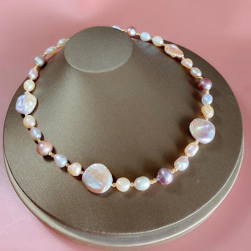 

Handmade Natural Freshwater Baroque Pearls Beads Necklace Irregular Shape For Women Luxury Party Choker Necklace Fine Jewelry