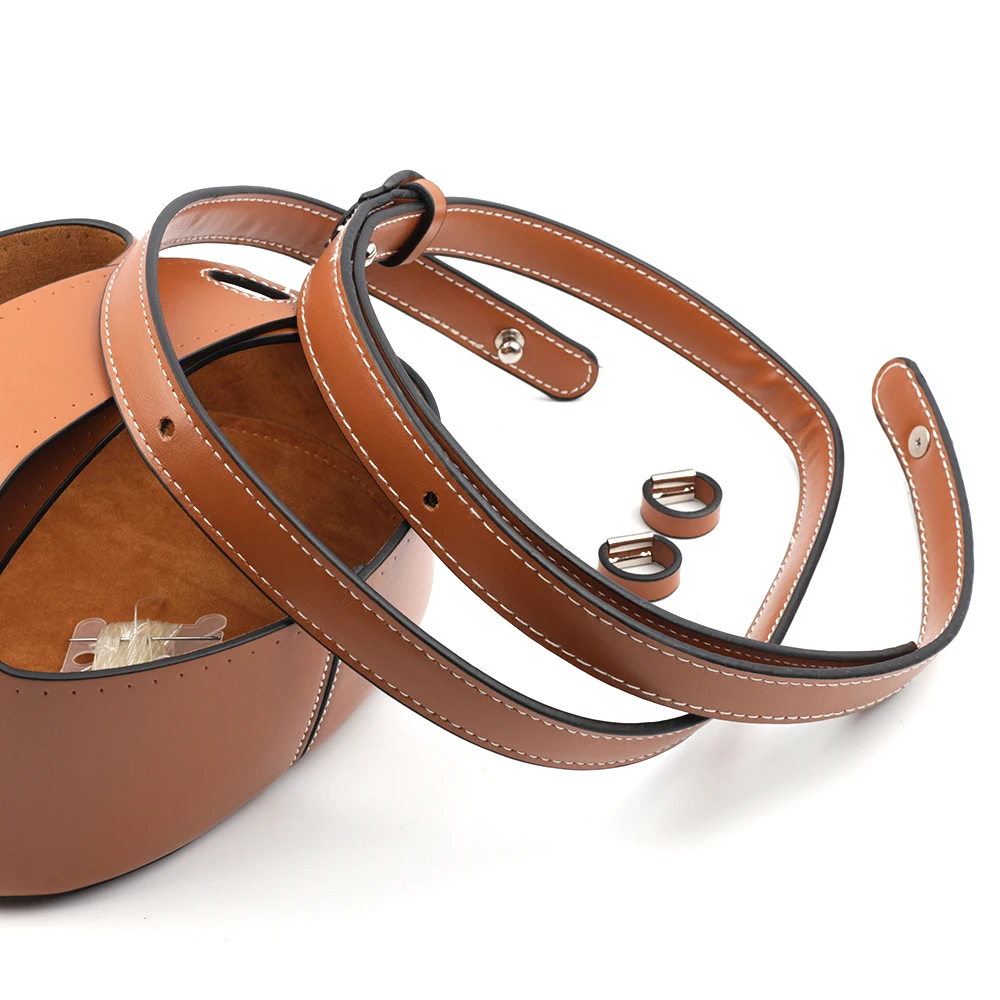 Handmade Handbag Shoulder Strap Hollow Drawstring Woven Bag Set Bucket Bag Leather With Bag Bottom Belt Bag For DIY Backpack