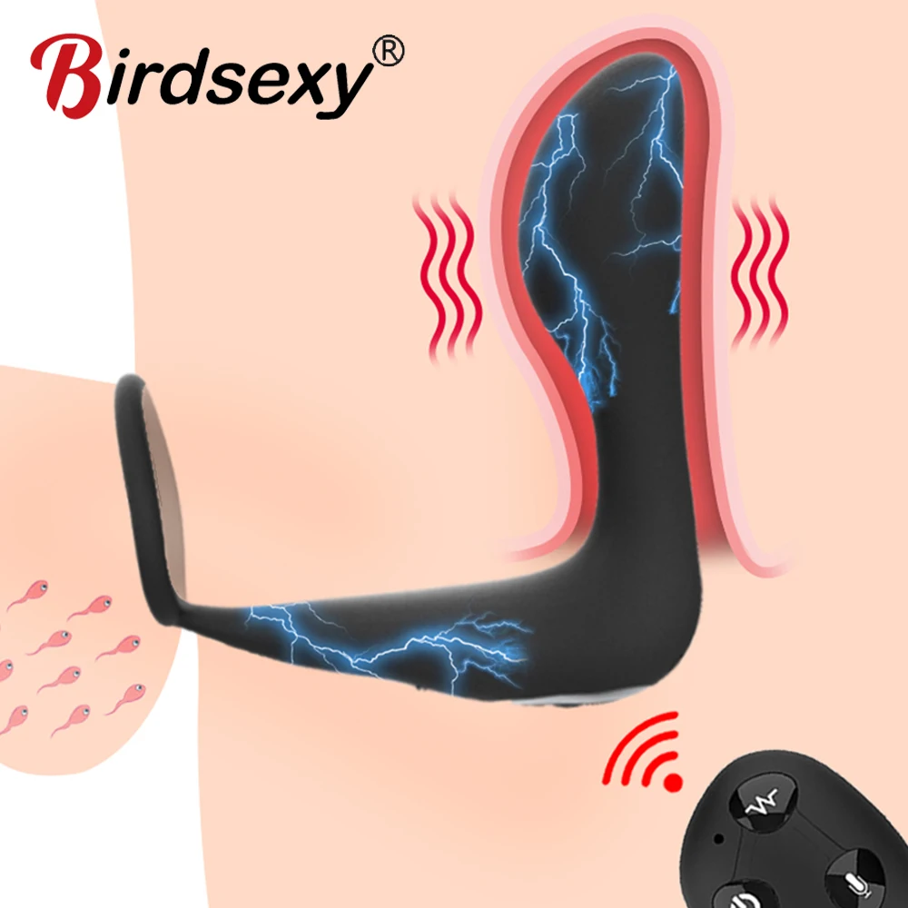 Electric Shock Vibrating Prostate Massager Men Anal Plug Remote Control Vibrator For Dildo Silicone Adult Sex Toys | Красота и