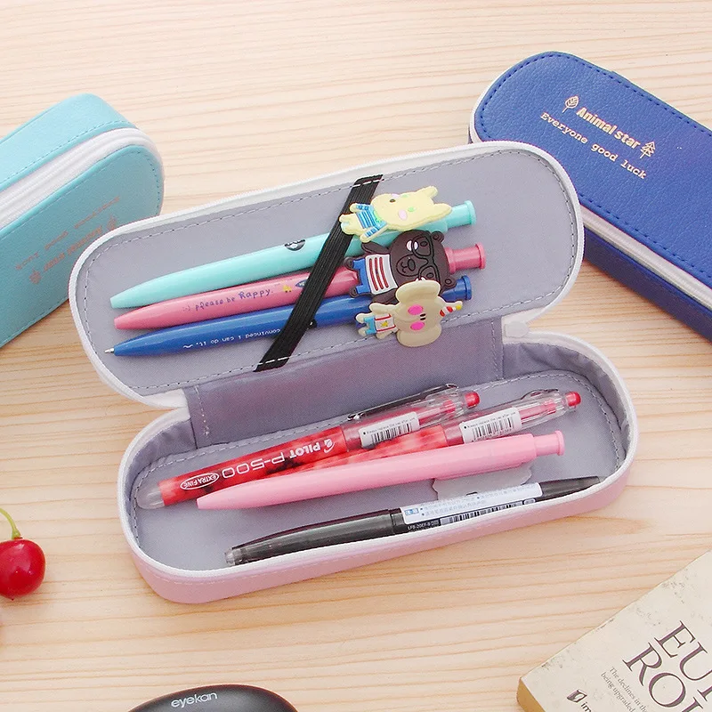 

New Kawaii Pencil Cases Cartoon Large Capacity Pencil Box Cute Elephant Horse Dolphin Pencilcase Kids School Stationery Supplies