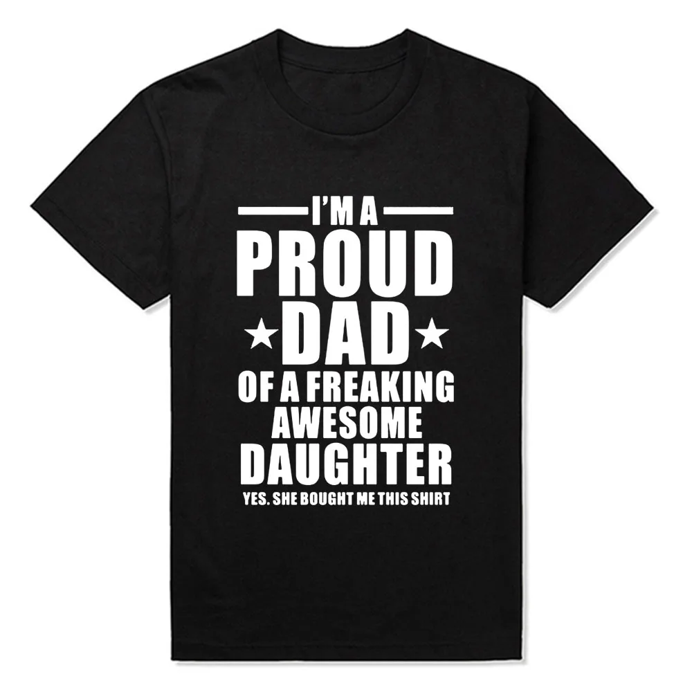 Мужская футболка с короткими рукавами хлопковая надписью I'm A Proud Dad Of tripse Awesome