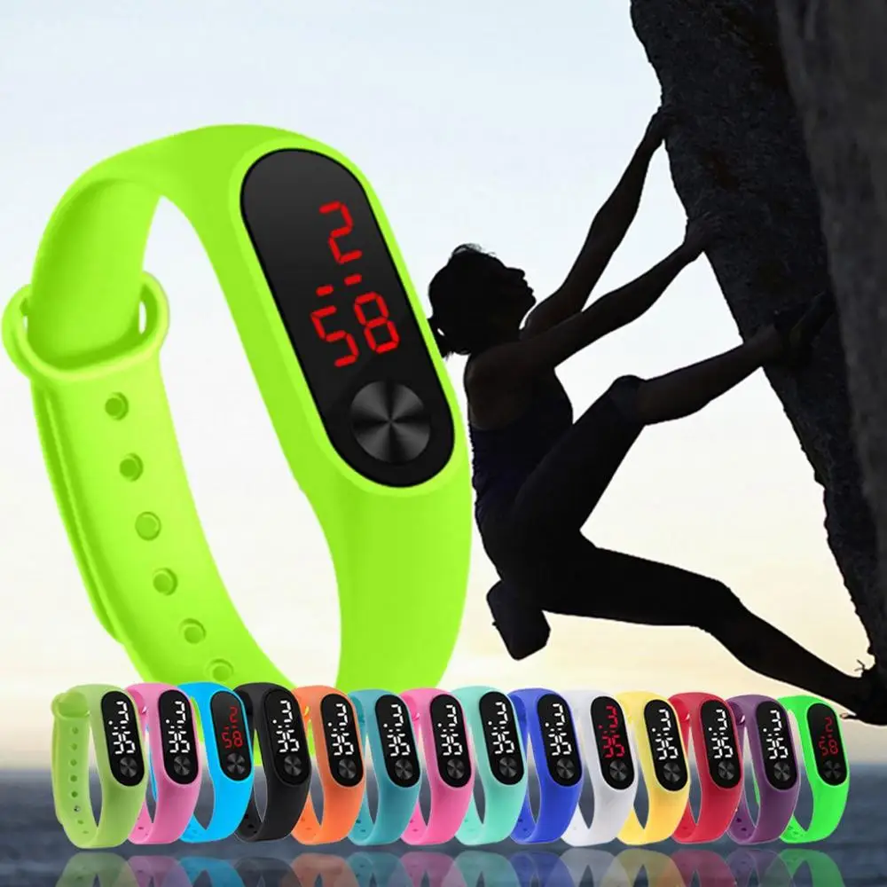 Мужские и женские повседневные спортивные часы браслет белый светодиодный