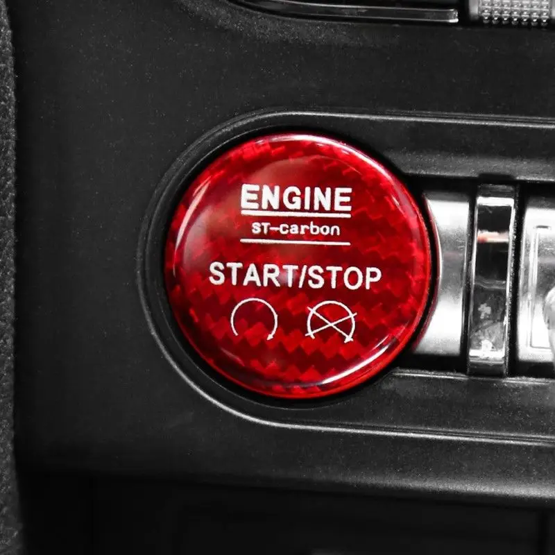 1 шт. кнопка включения/остановки красного цвета из углеродного волокна Накладка
