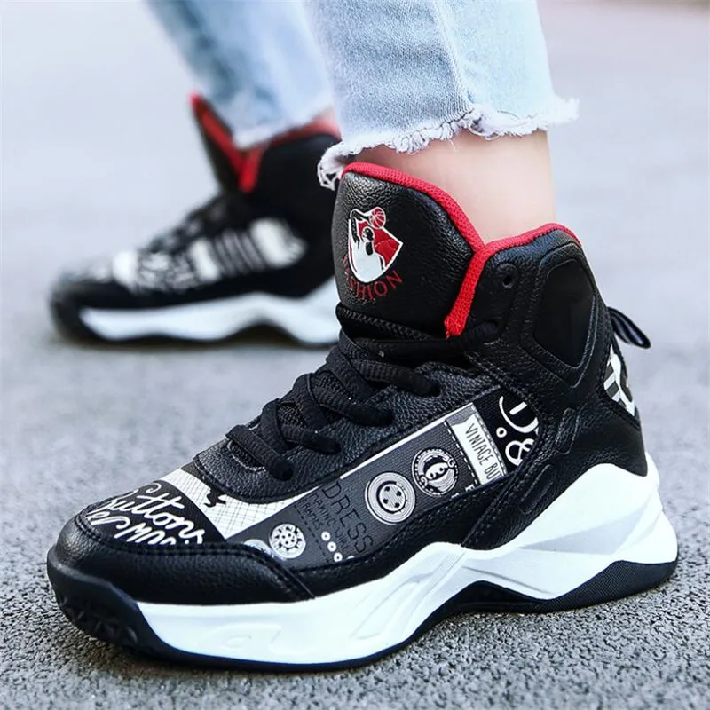 

Kids Sneakers High Top Boys Men Basketball Shoes Retro Cushioning Basketball Sneakers Boy Kids Jordan Shoes Non-slip Sport Shoes