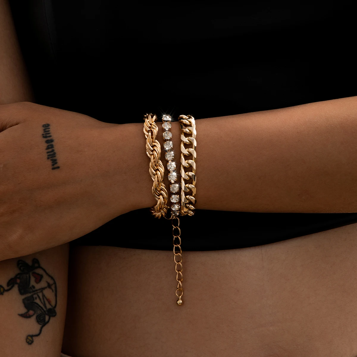 

2021 New Fashion Statement Tennis Chain Bracelets Set for Women Men Girls pulseras Anklet Bracelets Set femme Rhinestone Jewelry