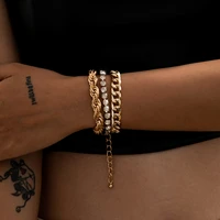 2021 new fashion statement tennis chain bracelets set for women men girls pulseras anklet bracelets set femme rhinestone jewelry