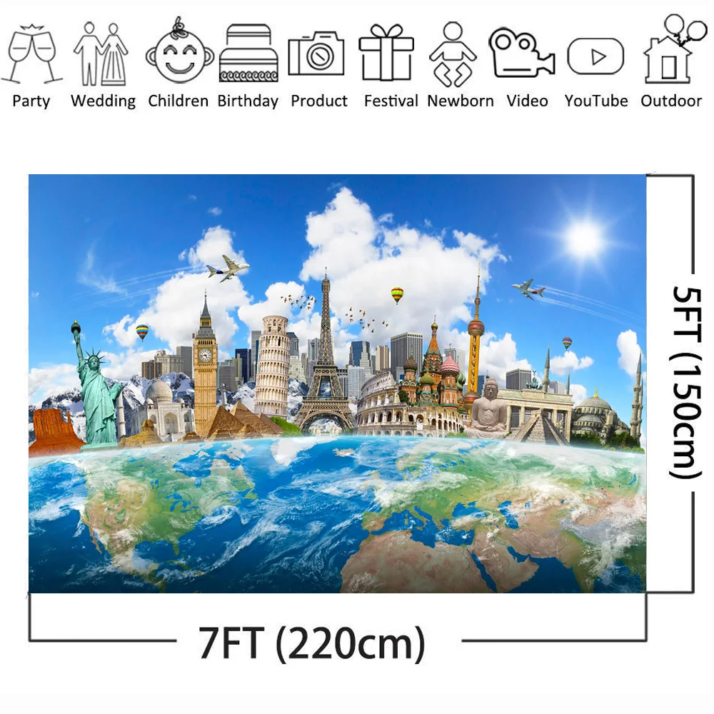 Фон для фотосъемки world travel sky air plane building Background портретная съемка фотосессии