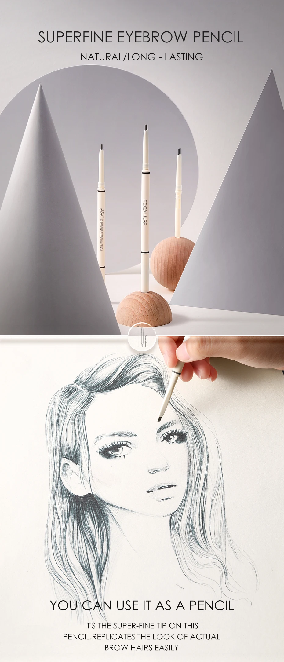 FOCALLURE Artist Sketch карандаш для бровей водостойкий натуральный стойкий макияж глаз тени для бровей 4 цвета брови макияж