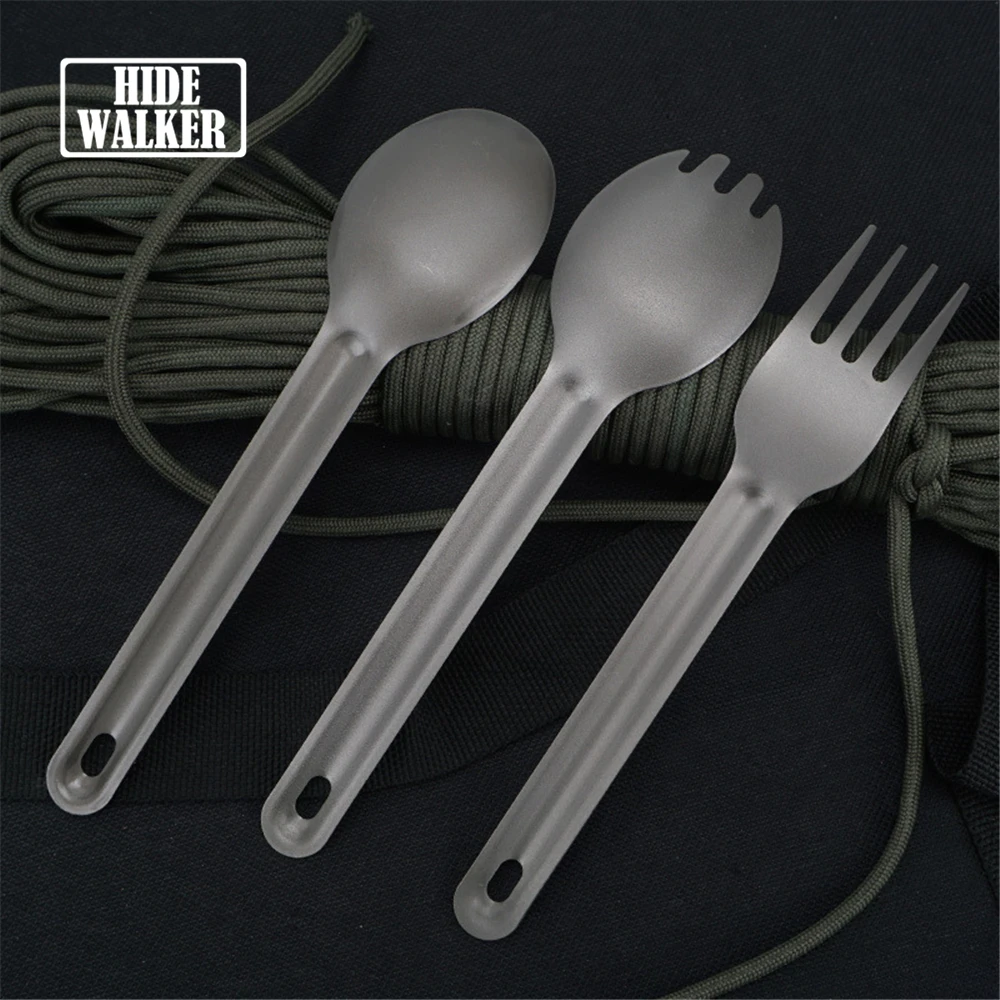 

Titanium Spoon Fork Camping Tableware Portable Cutlery Hiking Accessories Camping Cookware Travel Set Picnic Outdoor Cooking