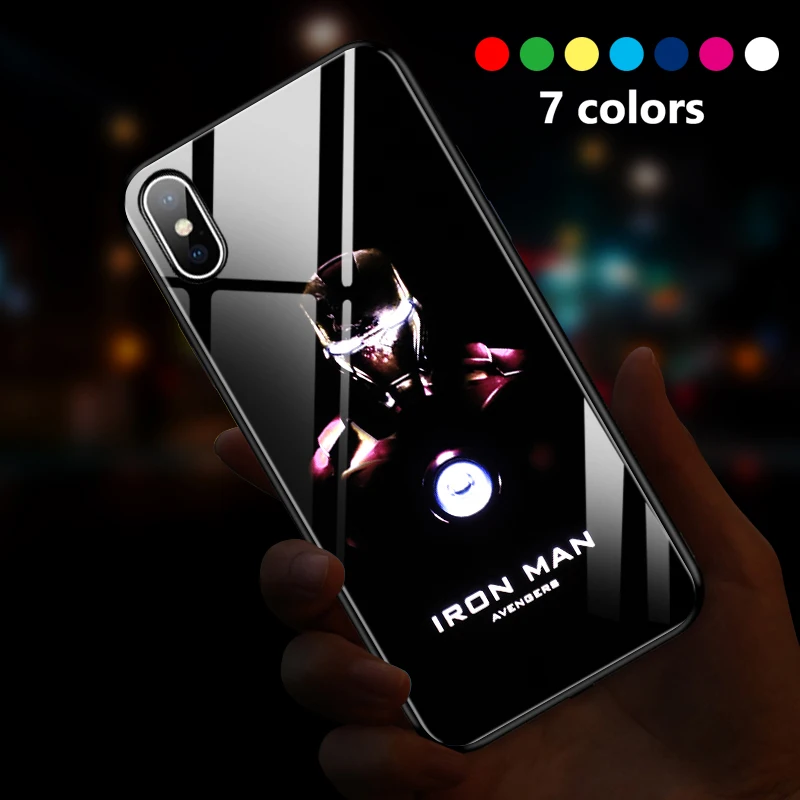 Чехол для телефона Наруто Саске с подсветкой для IPhone 11 Pro Max XS XR X 8 7 6 6S Plus светодиодный чехол из закаленного стекла Coque Flash Cover Fundas