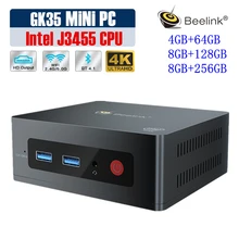 Beelink GK35 Windows 10 MINI PC Intel Gemini Lake J3455 8GB RAM 128GB/256GB SSD 2.4G 5.8G WiFi BT4.0 4K HD WIN10 Gaming Computer