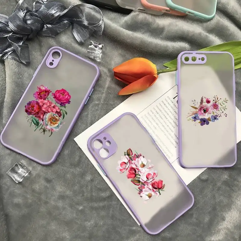 

Graphic Rose flower Phone Case matte transparent For iphone 7 8 11 12 plus mini x xs xr pro max cover
