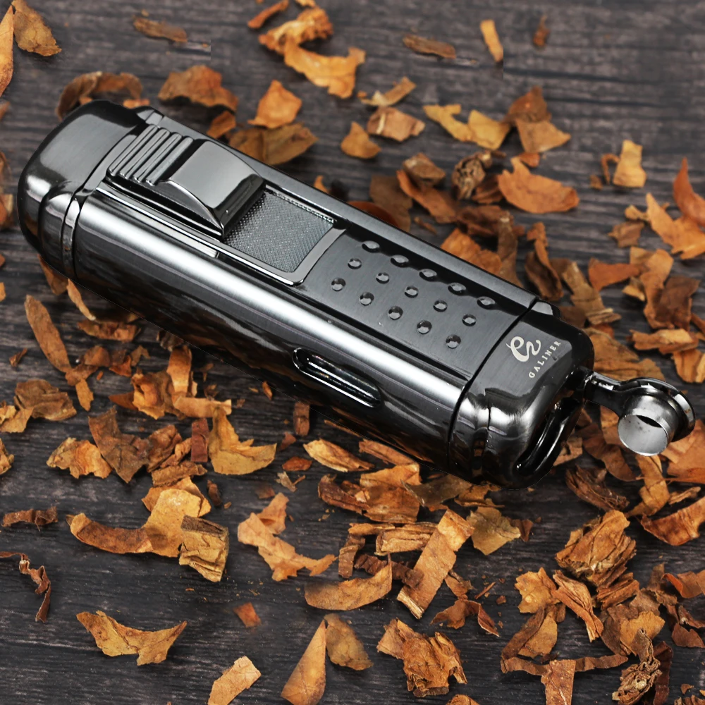 COHIBA Черный 4 красный фонарь реактивного огня ветрозащитная Зажигалка для сигар классический кубинский многоразового пламени зажигалки зажигалка встроенный перфоратор дрель