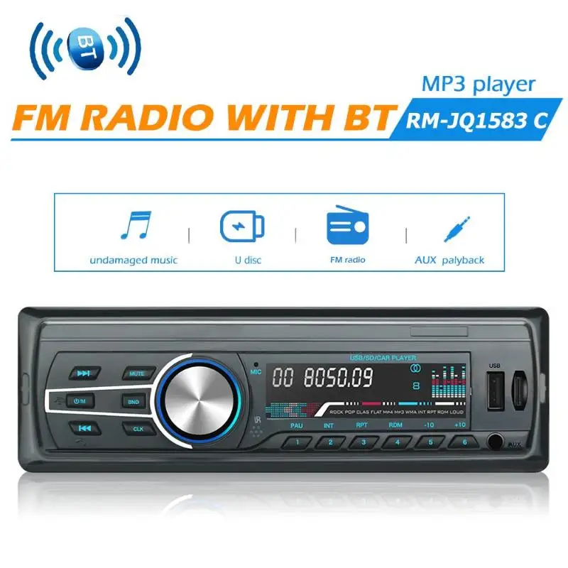 Авторадио 1 DIN Авторадио автомобильное аудио в тире стерео аудио USB FM радио Bluetooth Hands-free головное устройство MP3 музыкальный плеер