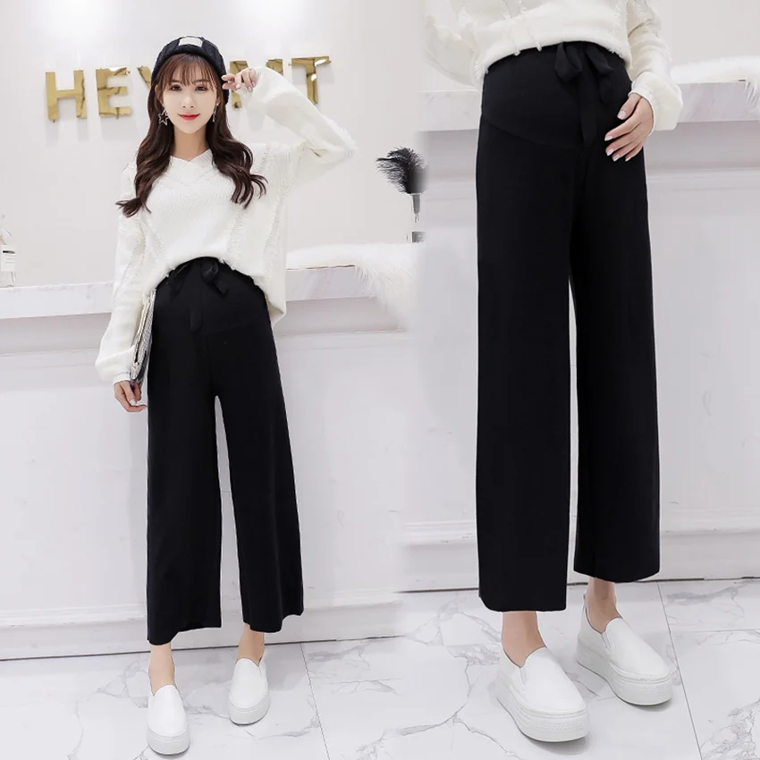 Новинка 2019 осенние брюки для беременных женщин Трикотажные Широкие штаны дикая