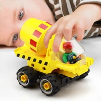 engineering vehicle excavating and pushing machinery group large particle building block screw assembling educational toys