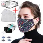 Универсальные маски для лица, защитная маска для лица, хлопковая Пыленепроницаемая многоразовая маска с регулируемой печатью + 2 фильтра, Тканевые Маски