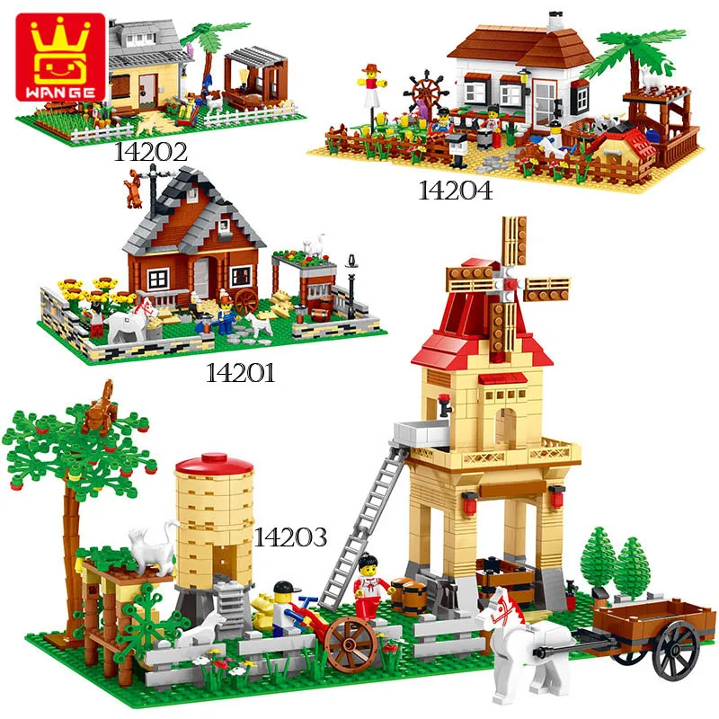 Новый продукт Wange Мини Строительные блоки Веселая ферма страны кирпичей DIY