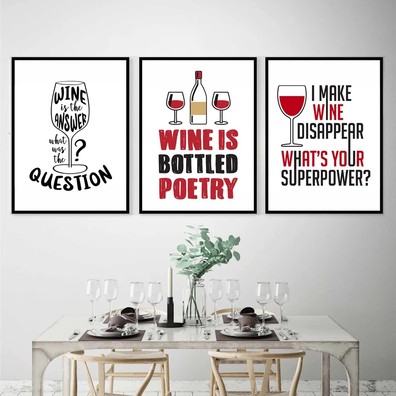 Настенная Картина на холсте забавная винная бутылка типография вдохновение