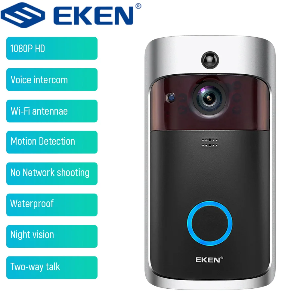 

EKEN V5 Video Doorbell Wireless WiFi IR Security Camera Home Monitor Night Vision Intercom Door Bell