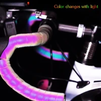 reflective road bike bicycle handlebar tape cork eva pu bar tape damping anti vibration gradient color changing tape wrap
