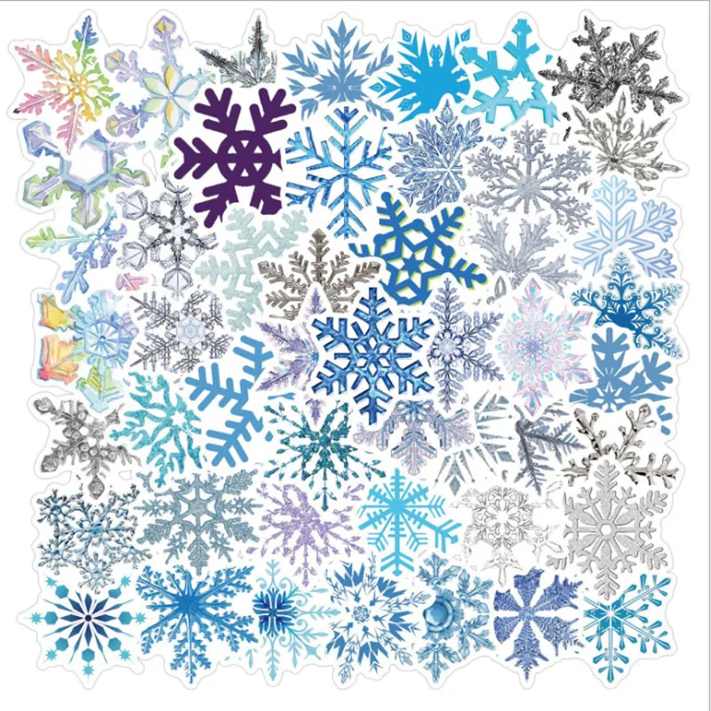 

50 pcs Glass snowflake pattern Graffiti Waterproof Skateboard Travel Suitcase Phone Laptop Luggage Stickers Cute Kids Girl Toys