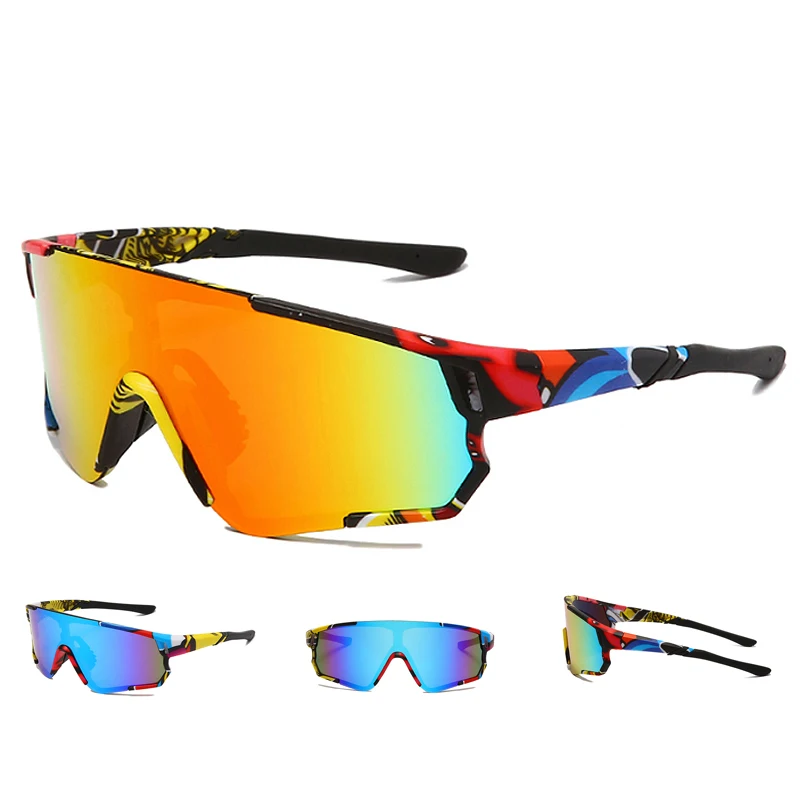 

New Printing Frame UV Protection Cycling Glasses Outdoor Bicycle Bike Goggles UV400 Men Women Sports Sunglasses