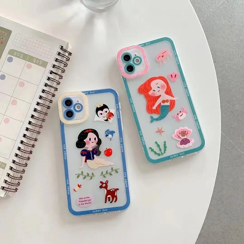 

Disney Mermaid Princess Snow White phone case for iPhone 12 11 11 Pro Max XS XS Max 7 8 plus gift