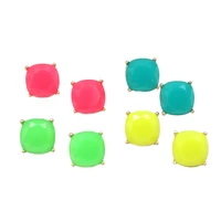2020 new vintage inlay faceted square resin summer candy colored dot stud earring for women