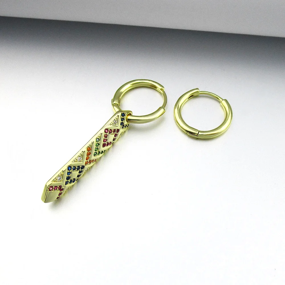 Fashion Retro Design Asymmetric colorful Zircon geometric earrings women Africa long earring ZK40 | Украшения и аксессуары