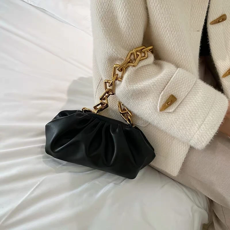 Новая тканая сумка из воловьей кожи с золотой цепочкой в виде облака кожаная