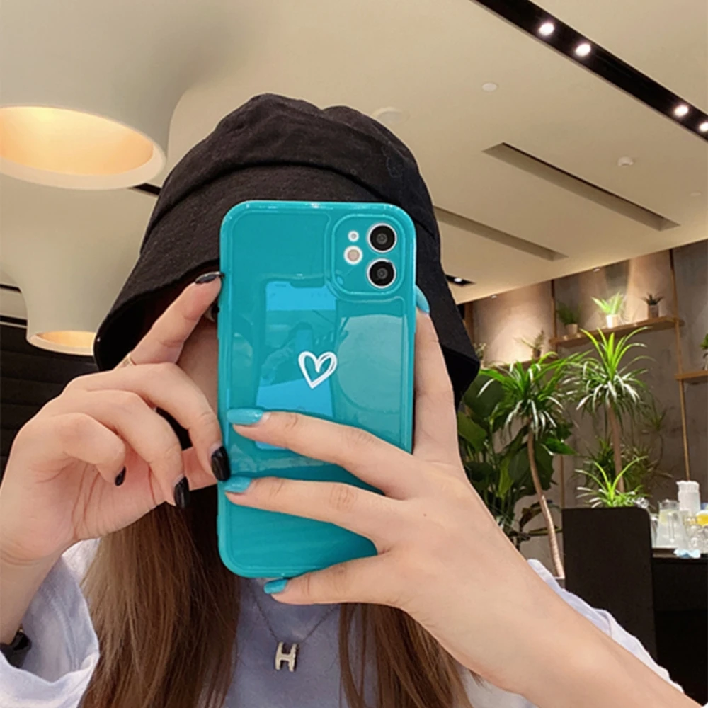 hot love heart fashion camera color glossy candy soft tpu phone case for iphone 12 11 pro x xs max xr 7 8 plus protect cover free global shipping