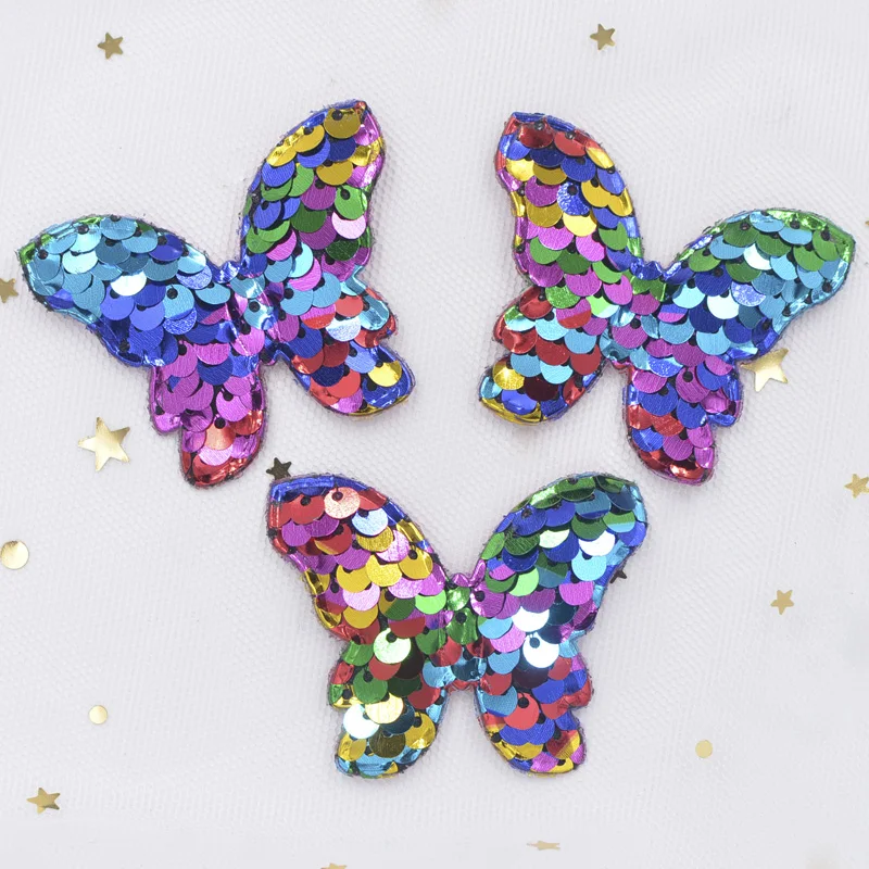 8 шт. блестящие красочные Аппликации Бабочки с блестками вышивка нашивки для