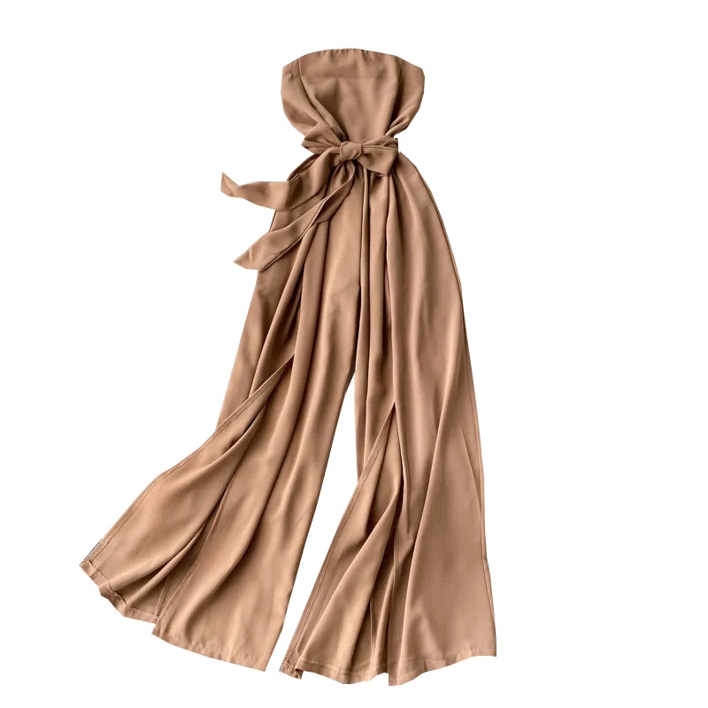 

2021 summer/Autumn new wide-leg Pants Chiffon splice large-size women's pants Rompers skirt fashion Trendy temperament
