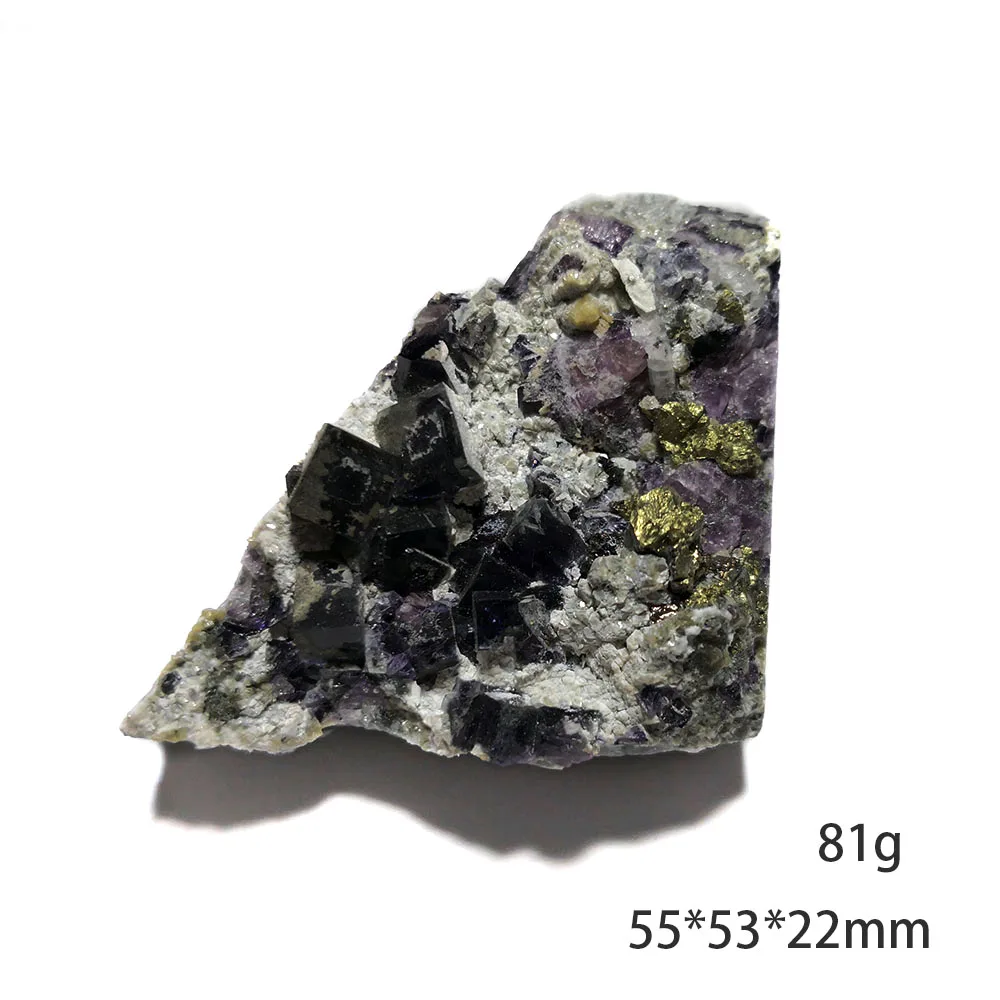 

81g E1-1a Natural Purple Fluorite Pyrite Mica Mineral Crystal Specimen Decoration Gift From Inner Mongolia, China