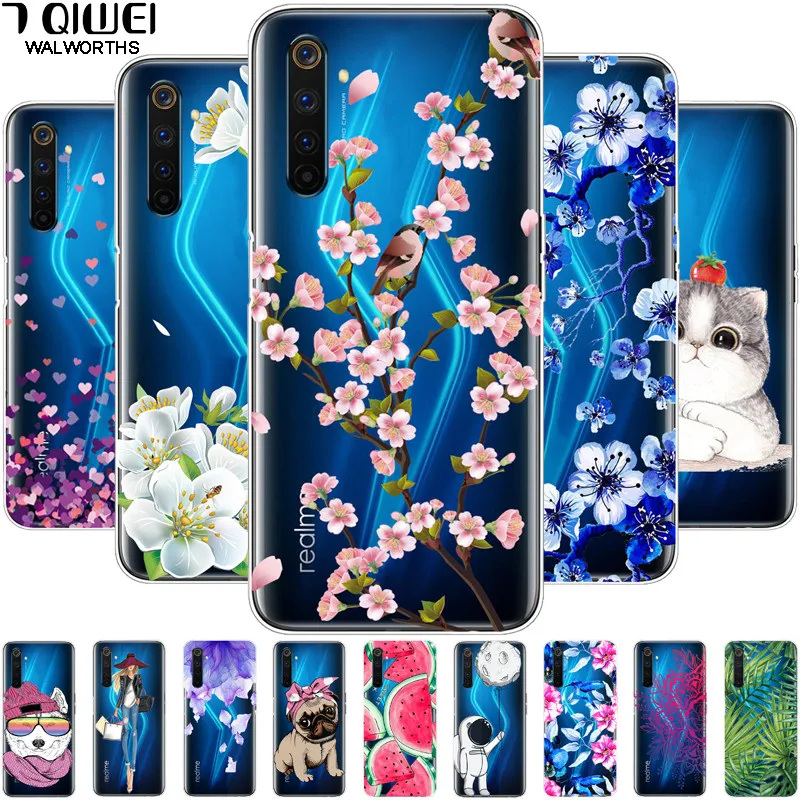 Чехол для Realme 6 Pro Прозрачный мягкий силиконовый чехол телефона OPPO бампер из ТПУ 6i